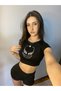 Black Glitter Stone Venom Spidermanspiderman Patterned Women's Crop Body - 3