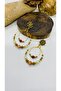Handmade ethnic ceramic bead women's earrings with brass studs