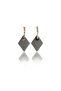 Matte Antique Gray Color Antiallergic Tile Earrings - 2