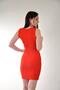 Women's Red Belt Detailed Flexible Crepe Fabric Sleeveless Mini Dress - 5