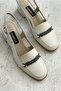 Women's Beige Genuine Leather Heeled Shoes