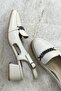 Women's Beige Genuine Leather Heeled Shoes - 5