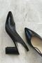 Women's Black Patent Leather Genuine Leather Heeled Shoes Size 35-41 - 3
