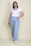Women's Large Size Blue 5 Pocket Tube Leg Jeans 65n25664 - 2
