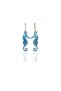 Chrome Blue Color Antiallergic Sea Horse Earrings