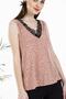 Women's Lace Collar V-Neck Polka Dot Blouse - 2