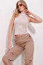 Beige High Neck Halter Sleeveless Camisole Blouse Alc-X11497