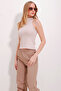 Beige High Neck Halter Sleeveless Camisole Blouse Alc-X11497 - 2