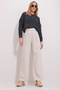 Women's Light Beige Velcro Crested Palazzo Trousers ALC-X11505 - 5