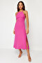 Fuchsia Back Tie Woven Evening Dress Night Graduation Dress Tprss24El00077 - 3