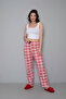Two Thread Raised Thick Fabric Ribbon Waist Detailed Printed Women's Pajama Bottoms - 7