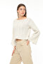 Women's Ecru Spanish Sleeve Openwork Fine Knitwear Sweater - 4