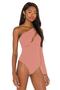Women's Powder Asymmetrical Cut Silk Jersey Bodysuit - 3