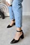 Women's Ruth Short Thick Heeled Daily Comfortable Black Patent Leather Shoes