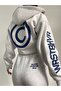 Gray Wrst Sleeve Letter Tracksuit Set - 3