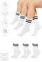 Bamboo Unisex Tennis College Striped Premium White Seamless Socks Pack of 3