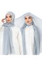 Practical Neck-Covering Chiffon Ready-To-Wear Shawl, Umrah Shawl, Gray Shawl with Ninja Bonnet