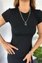 Women's Comfortable and Flexible Structured Ribbed Camisole Fabric Crew Neck Short Sleeve Long Dress Length 135 cm - 3