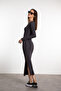 Soft Touch Long Sleeve Slit Detailed Dress Smoked - 3