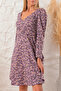 Women's brown floral side pleated Dress - 2