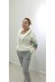 Oversize Zippered Sleeve Detail Hooded Plush Coat Women - 2
