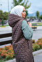 Women's Brown Hooded Long Puffer Vest with Slit Detail - 8