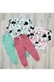 Minnie Patterned Girl's Green Tracksuit Set with Pockets - 2