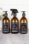 3-Piece Amber Glass Labeled Liquid Soap - Dish Detergent - Kitchen Cleaner Set Soap Dispenser Set - 3