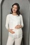 1036 Special Design Lace Detailed Maternity 3-Piece Dressing Gowns and Pajamas Set on the Sleeve - 5