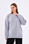 Gray Women's Cotton Oversize Basic Crew Neck Sweatshirt