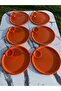 2 Model 6-Piece Orange Round Tray and 6-Piece Orange Macaron Bowl Coffee and Pastry Serving Presentation Tray