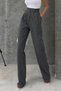 Women's Gray High Waist Velcro Detailed Flowy Palazzo Trousers - 6