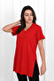 Women's V-Neck Slit T-Shirt 8783-22 - 3