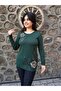 Women's Green Stone Embroidery Mercerized Sweater - 4