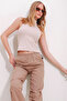 Beige High Neck Halter Sleeveless Camisole Blouse Alc-X11497 - 3