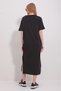 Women's Black Crew Neck Double Sleeve Slit Dress ALC-X11485 - 5