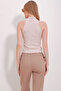 Beige High Neck Halter Sleeveless Camisole Blouse Alc-X11497 - 6