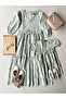 Water Green Spring Branch Mother-Daughter Combination Poplin Layered Dress - 4