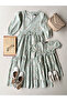 Water Green Spring Branch Mother-Daughter Combination Poplin Layered Dress