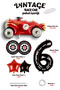 Vintage Race Car Set Cars Race Car Birthday Balloon Red Car Full Set Number Balloon - 2