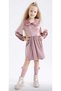 Girl's Baby Collar Long Sleeve Velvet Dress - 4