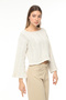 Women's Ecru Spanish Sleeve Openwork Fine Knitwear Sweater - 3