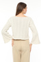 Women's Ecru Spanish Sleeve Openwork Fine Knitwear Sweater - 5