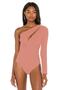 Women's Powder Asymmetrical Cut Silk Jersey Bodysuit - 2