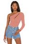 Women's Powder Asymmetrical Cut Silk Jersey Bodysuit