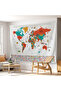 Wall Cover Flag Detailed Turkish Current World Map Canvas Wall Tapestry-4048 - 8