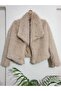 Women's Wide Jacket Collar Waist Lined Clasp Fur Mink - 3