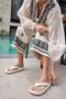 Lambo Women's White Flip-Flop Platform Beach-day Eva Slippers - 5