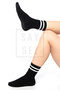 Bamboo Unisex Tennis College Striped Premium Black Seamless Socks Pack of 3 - 5