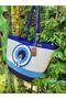 Handmade beach bag day bag shoulder bag evil eye bead bag